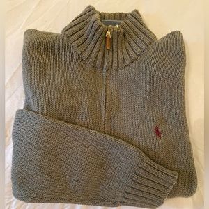 Vintage Polo Ralph Lauren Men’s Gray-green 1/4 Zip Pullover Sweater Knit Large